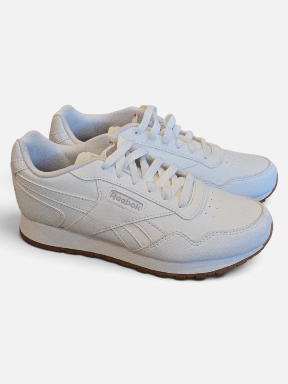 Reebok Women's White Leather Retro Sneakers with Gum Outsole